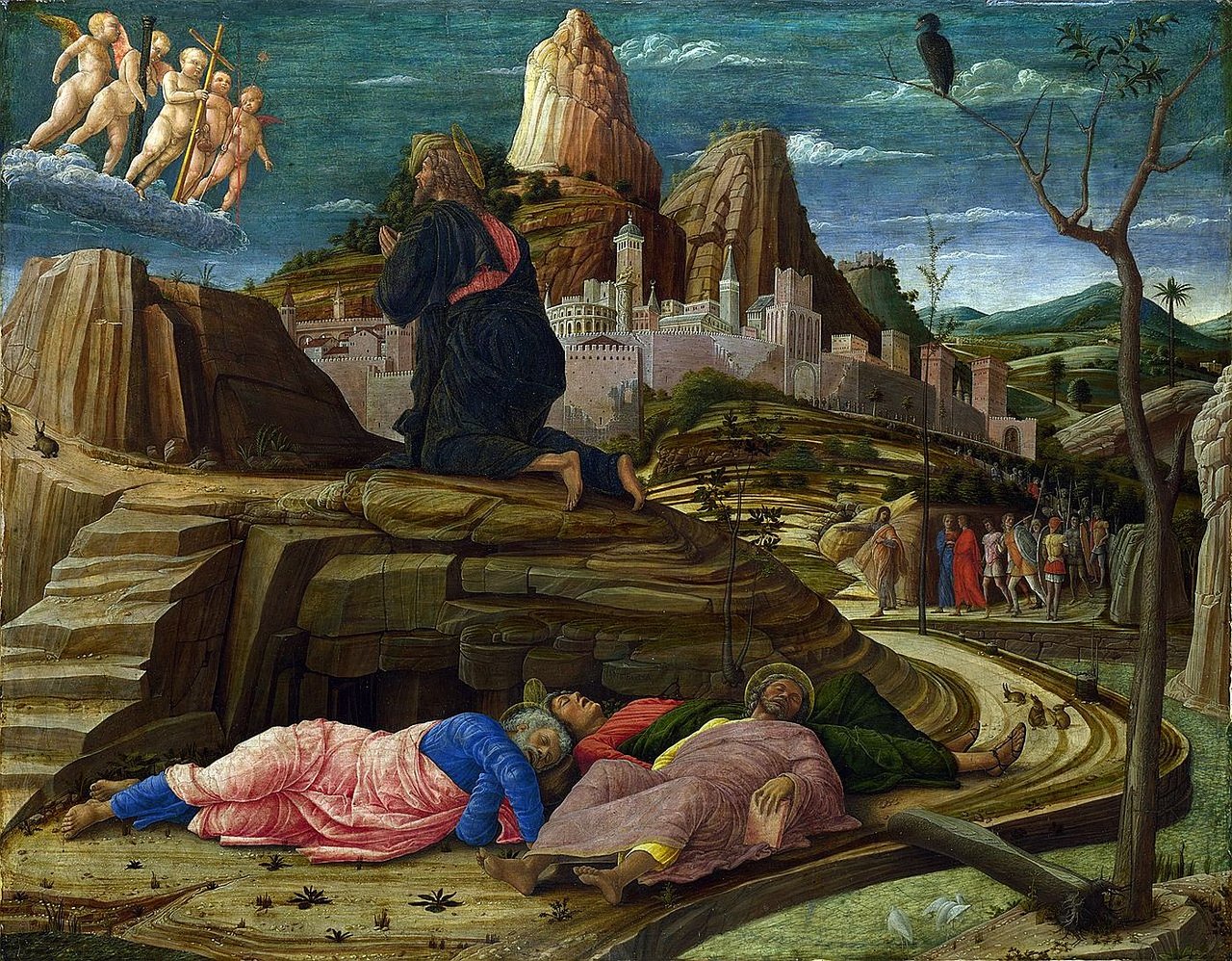 Andrea_Mantegna_Agonia_a_kertben_Jezus_Gecsemane_kertben_nagycsutortok_ejjel_forras_wikipedia